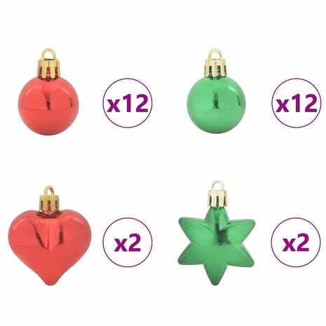 Kerstbal Set 40 pcs Rood en Groen Kunststof 5
