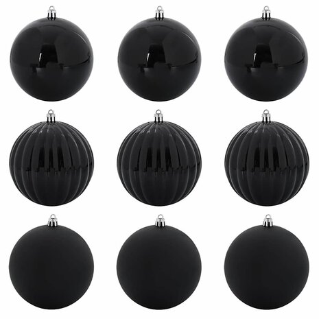 Kerstbal Set XL 9 pcs Zwart Kunststof 2