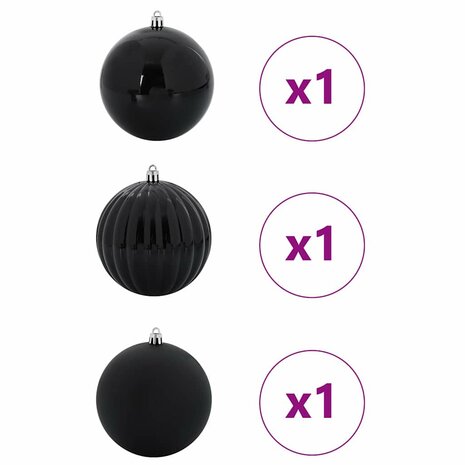 Kerstbal Set XXL 3 pcs Zwart Kunststof 3