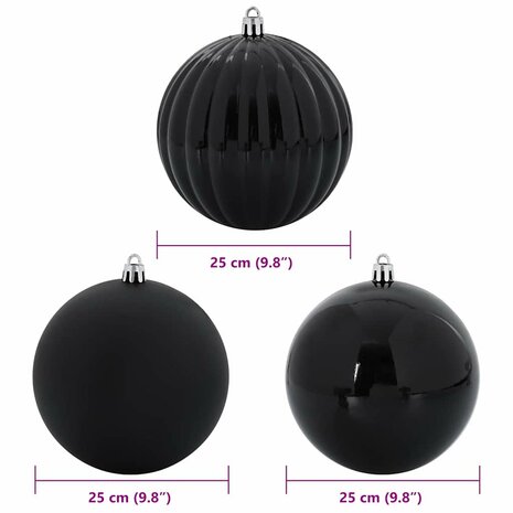 Kerstbal Set XXL 3 pcs Zwart Kunststof 5