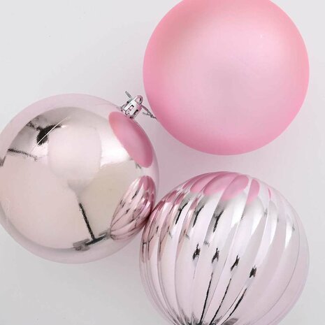 Kerstbal Set XL 9 pcs Roze Kunststof 4