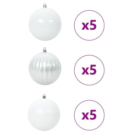 Kerstbalset XL 15 pcs Wit Kunststof 3