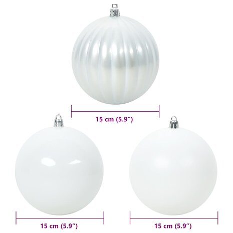 Kerstbal Set XL 9 pcs Wit Kunststof 5