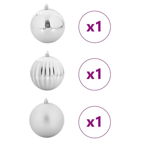 Kerstbal Set XXL 3 pcs Zilver Kunststof 3