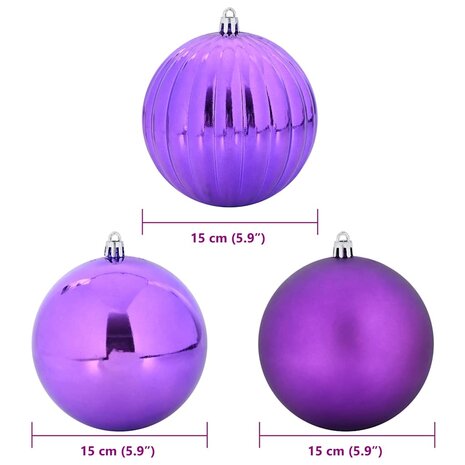 Kerstbalset XL 9 pcs Lila Kunststof 5
