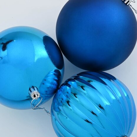 Kerstbal Set XXL 3 pcs Blauw Kunststof 4