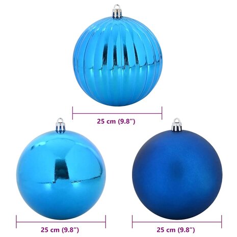 Kerstbal Set XXL 3 pcs Blauw Kunststof 5