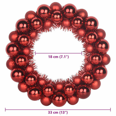 Kerstbal Kransen 2 pcs Rood 33 x 33 x 7 cm Polystyreen 8