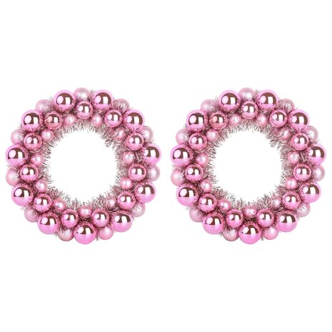 Kerstbal Kransen 2 pcs Roze 33 x 33 x 7 cm Polystyreen 2