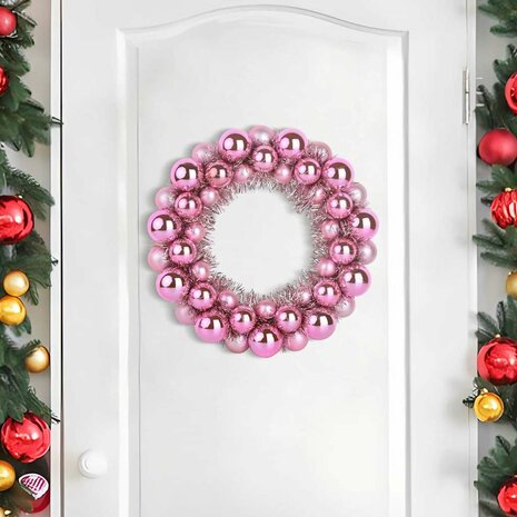 Kerstbal Kransen 2 pcs Roze 33 x 33 x 7 cm Polystyreen 3