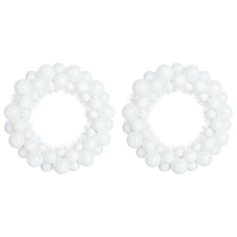 Kerstbal Kransen 2 pcs Wit 33 x 33 x 7 cm Polystyreen 2