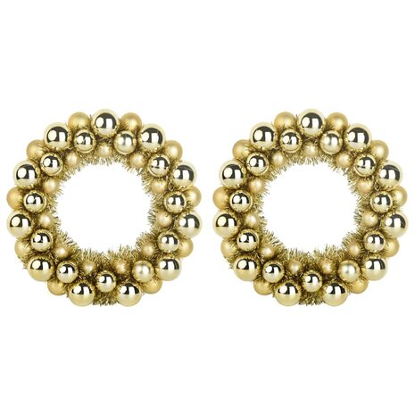 Kerstbal Kransen 2 pcs Goud 33 x 33 x 7 cm Polystyreen 2