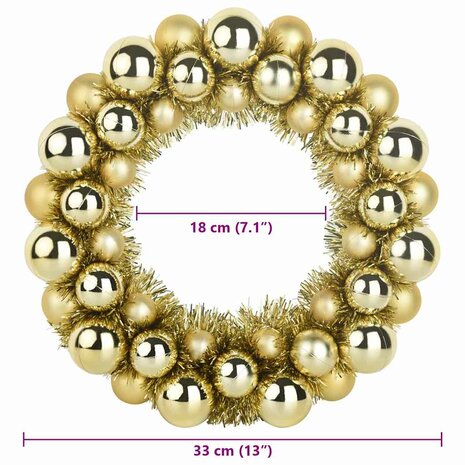 Kerstbal Kransen 2 pcs Goud 33 x 33 x 7 cm Polystyreen 8