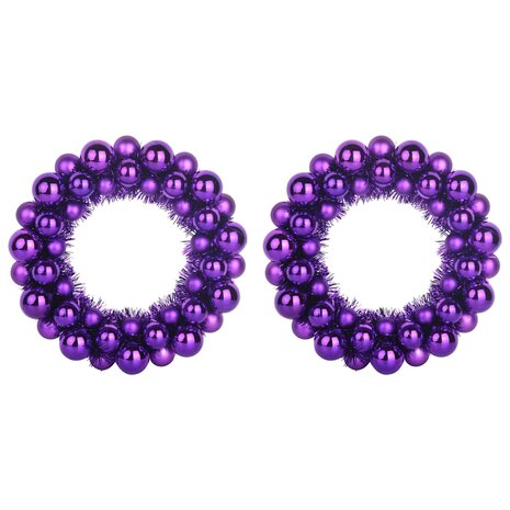 Kerstbal Kransen 2 pcs Lila 33 x 33 x 7 cm Polystyreen 2