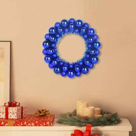 Kerstbal Kransen 2 pcs Blauw 33 x 33 x 7 cm Polystyreen 1