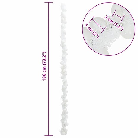 Kerstbal Guirlande Wit 186 cm Polystyreen 7