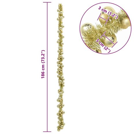 Kerstbal Guirlande Goud 186 cm Polystyreen 7