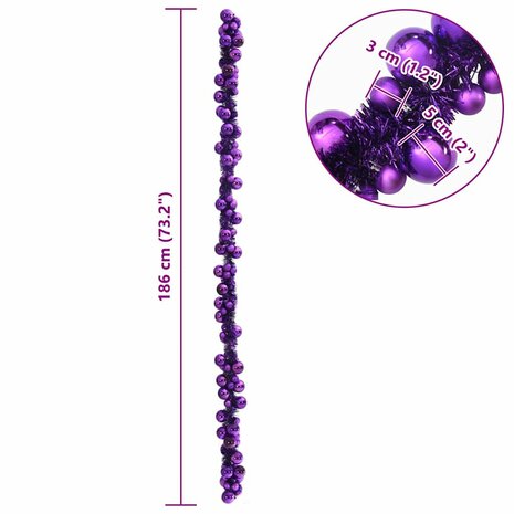 Kerstbal Guirlande Lila 186 cm Polystyreen 7