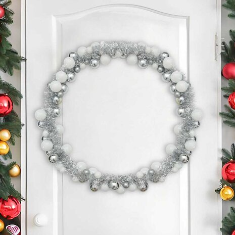 Kerstbal Guirlande Wit en Zilver 186 cm Polystyreen 3