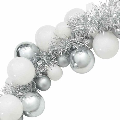 Kerstbal Guirlande Wit en Zilver 186 cm Polystyreen 6