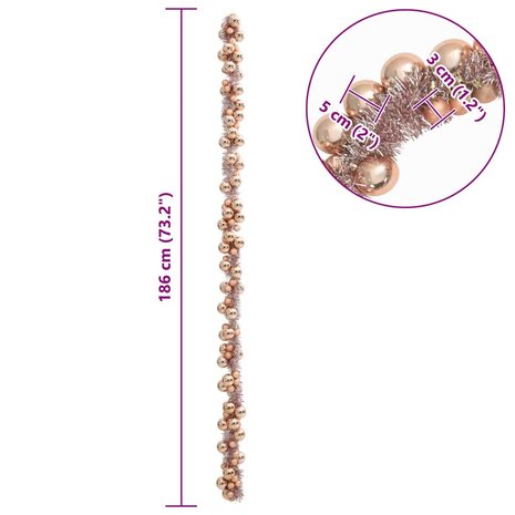Kerstbal Guirlande Rose Gold 186 cm Polystyreen 7