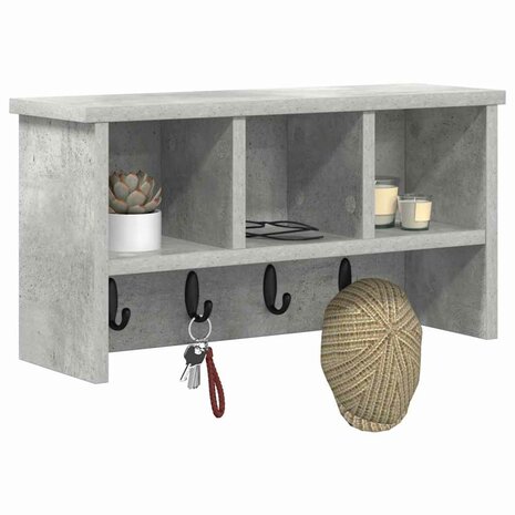 Wandgemonteerde kapstok met plank Beton Grijs 50 x 16 x 26 cm 3