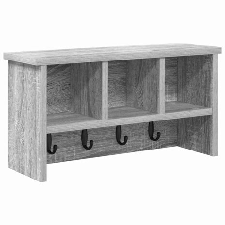 Wandgemonteerde kapstok met plank Grijs Sonoma 50 x 16 x 26 cm 2