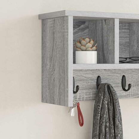 Wandgemonteerde kapstok met plank Grijs Sonoma 50 x 16 x 26 cm 4