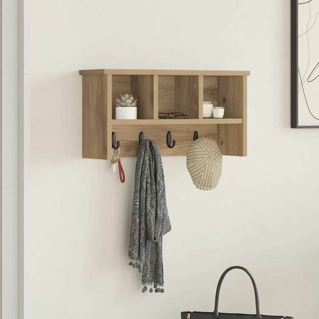 Wandgemonteerde kapstok met plank Artisan Eiken 50 x 16 x 26 cm 1