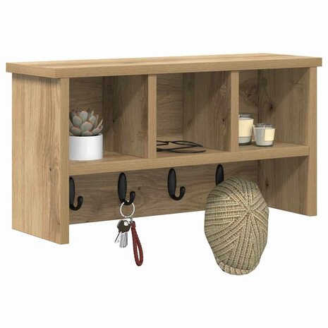 Wandgemonteerde kapstok met plank Artisan Eiken 50 x 16 x 26 cm 3
