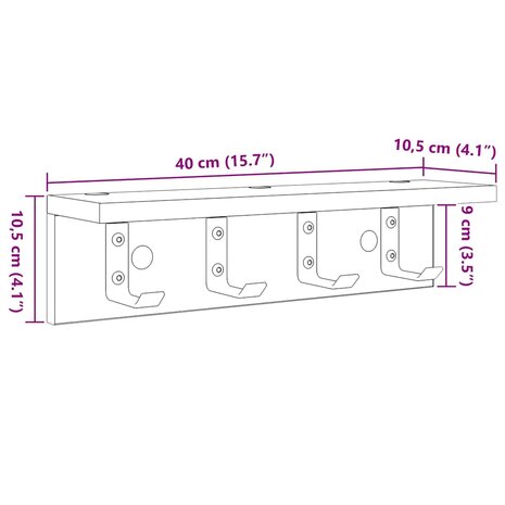 Wandgemonteerde kapstok Wit 40 x 10,5 x 10,5 cm Bewerkt hout 11