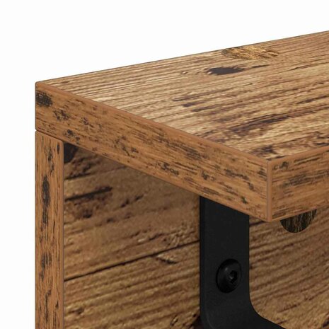 Wandgemonteerde kapstok met opslag Oudhout 40 x 10,5 x 10,5 cm 8