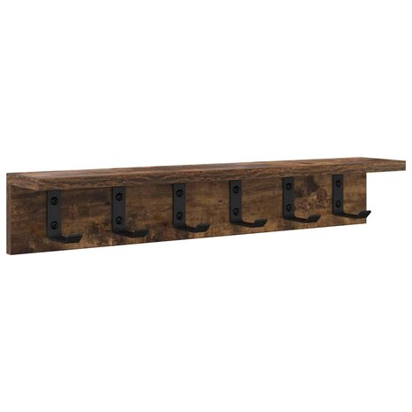 Wandgemonteerde kapstok Gerookt eiken 60 x 10,5 x 10,5 cm 2