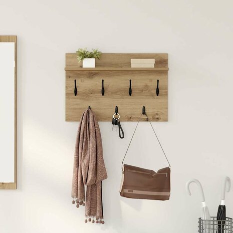 Wandgemonteerde kapstok met plank Artisan Eiken 60 x 40 x 12 cm 1