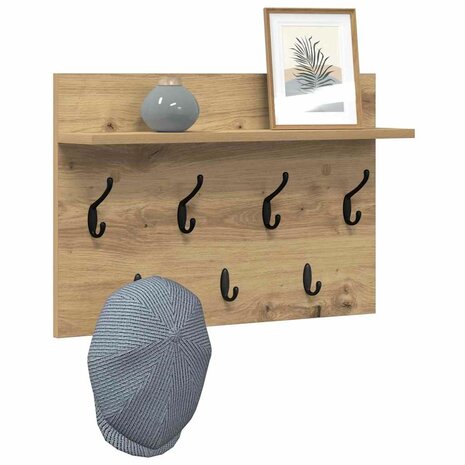 Wandgemonteerde kapstok met plank Artisan Eiken 60 x 40 x 12 cm 3