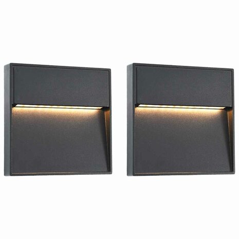 LED-buitenwandlampen 2 st 3 W vierkant zwart 1