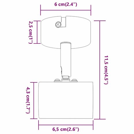 Plafondspot Nikkel 6,5 x 6 x 11,5 cm Metaal 12