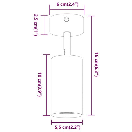 Plafondspot Wit 6 x 6 x 16 cm Metaal 12