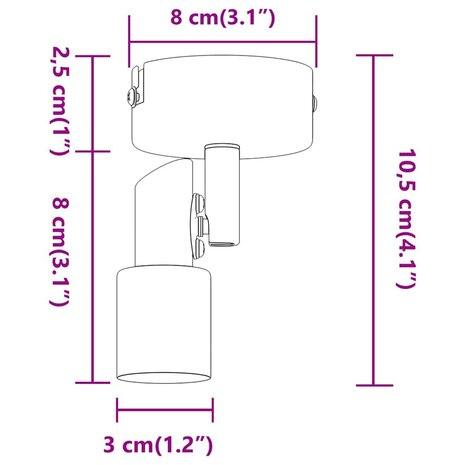 Plafondspot Nikkel 8 x 8 x 10,5 cm Staal 12