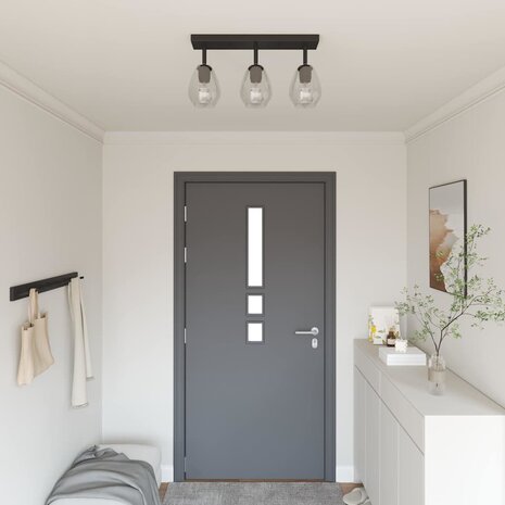 Plafondspot Zwart 54 x 13 x 26 cm Glas en Metaal 1