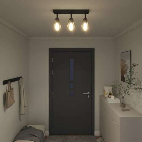 Plafondspot Zwart 54 x 13 x 26 cm Glas en Metaal 4