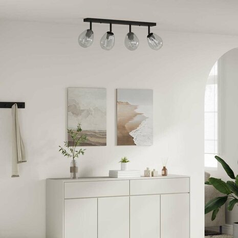 Plafondspot Zwart 73.5 x 13 x 26 cm Glas en Metaal 1