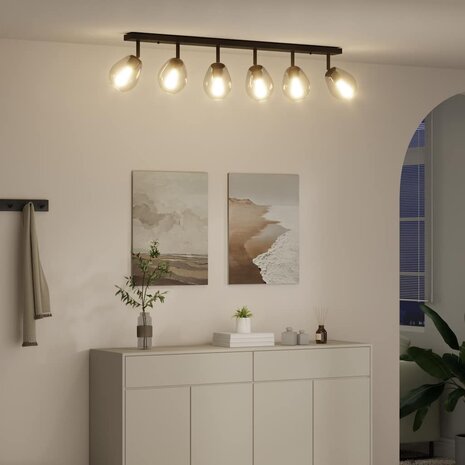 Plafondspot Zwart 110,5 x 13 x 26 cm Glas en Metaal 4