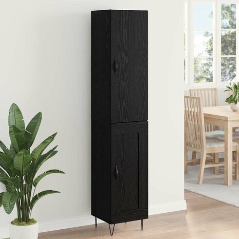 Highboard Zwart Eiken 34,5 x 34 x 90 cm Bewerkt hout 4