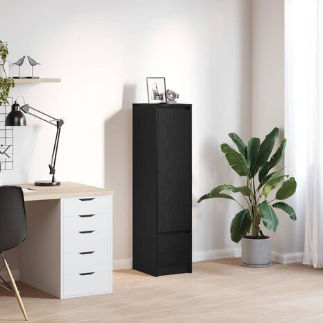 Highboard 29,5x34x119,5 cm spaanplaat zwart eikenkleurig 1