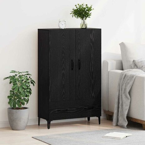 Highboard Zwart Eiken 70 x 31 x 115 cm Gemonteerd hout en ijzer 4