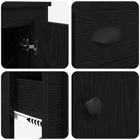 Highboard Zwart Eiken 60 x 35,5 x 103,5 cm Bewerkt hout 9
