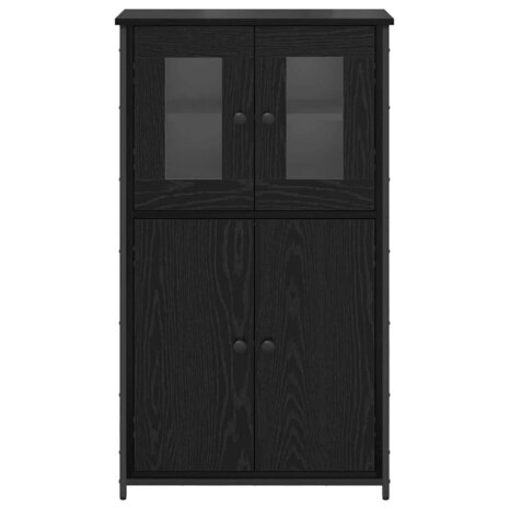 Highboard Zwart Eiken 62 x 32 x 106,5 cm Bewerkt hout 6