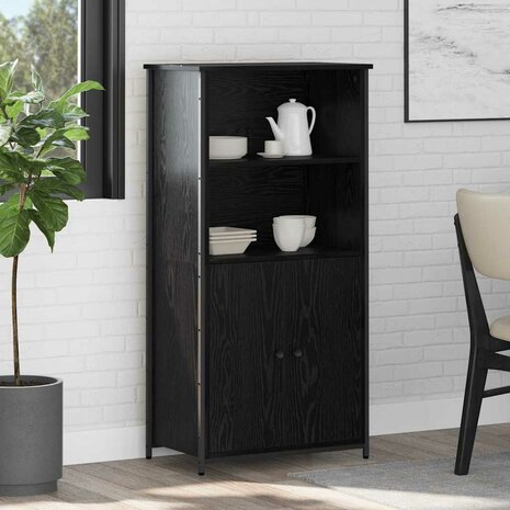 Highboard Zwart Eiken 62 x 36 x 121,5 cm Bewerkt hout 1