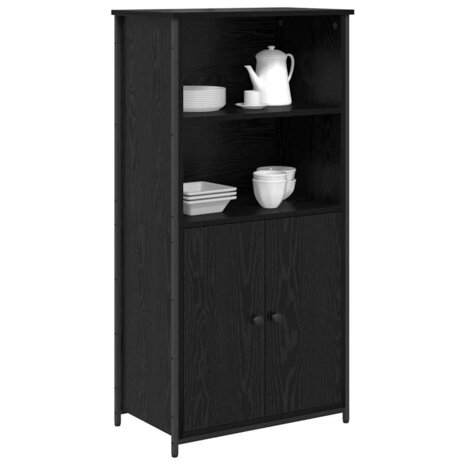 Highboard Zwart Eiken 62 x 36 x 121,5 cm Bewerkt hout 3
